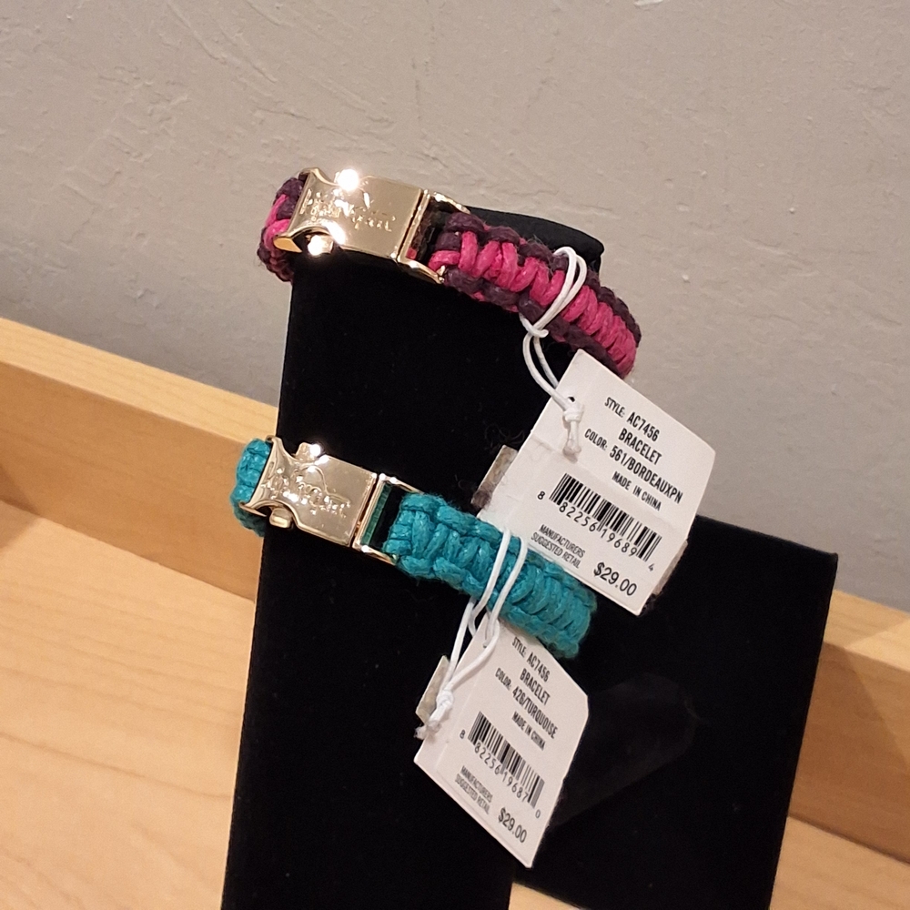 Kipling Braided Leather Bracelet Watch Strap with Gold-Tone Clasp - Pink & Teal